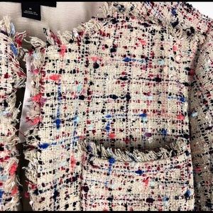 Fringe Tweed Patch Pocket Jacket BRAND NEW